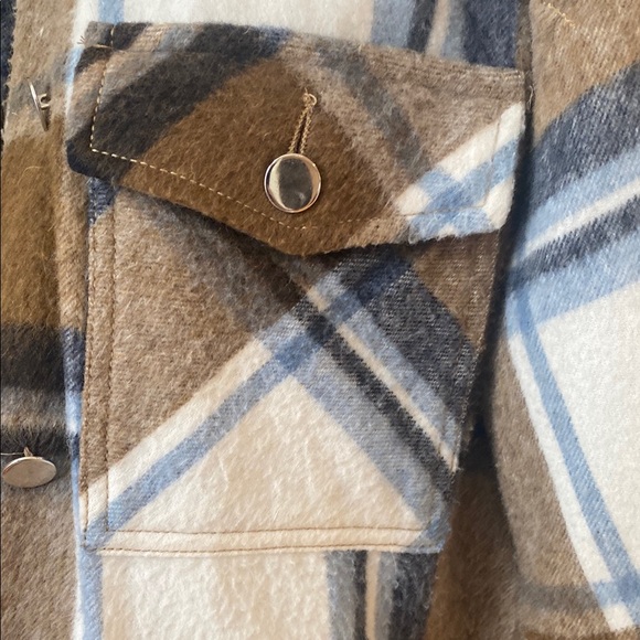 Zara shirtjack chore coat barn coat plaid button front warm medium layering - Picture 7 of 11